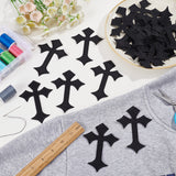 Cross Shape Iron On Patches, Stick On Patch, Costume Accessories, Appliques, Black, 103x73x1mm