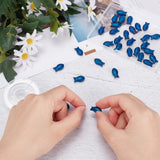 DIY Fish Beaded Bracelet Making Kit, Including Frosted Electroplate Glass Beads, Elastic Thread, Blue, Beads: 15x8x5mm, Hole: 1mm, 50Pcs/box