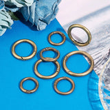 16Pcs 4 Style Alloy Spring Gate Rings, Cadmium Free & Lead Free, Antique Bronze, 24.5x4mm
