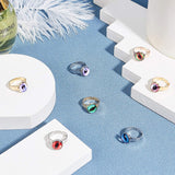 Adjustable 304 Stainless Steel Finger Rings Components, Pad Ring Base Findings, Flat Round, Mixed Color, 12pcs/box