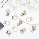 20Pcs 2 Style Heart Iron Pacifier Suspender Clips, for Making Pacifier Holders Bib Clips Toy Holder, Platinum, 37x28.5x8mm, Inner Diameter: 20~26x7mm, 10pcs/style