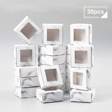 Foldable Creative Kraft Paper Box, Wedding Favor Boxes, Favour Box, Paper Gift Box, with Plastic Clear Window, Square, Light Grey, 6.5x6.5x3cm
