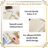 Wood Vinyl Record Divider, Alphabet Separator, Letter A~Z Organizer for Album CD DVD Media Book Shelf Storage, Antique White, 330x50x4.7mm, 7 styles, 2pcs/style, 14pcs/set