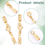 20 Sets 304 Stainless Steel Lobster Claw Clasps, with Cord Ends, Golden, 32mm