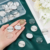 Blank Dome Brooch Making Kit, Including 304 Stainless Steel Brooch Base Settings, Glass Cabochons, Stainless Steel Color, 32Pcs/box