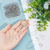 304 Stainless Steel Earring Hooks, Ear Wire, with Horizontal Loop, Stainless Steel Color, 7.4x7.2x1.7cm, 120pcs/box