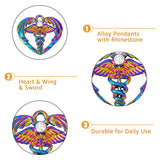 30Pcs Alloy Pendants, with Rhinestone, Heart with Caduceus Charm, Medical Sign Charm, Rainbow Color, 19.5x22x3mm, Hole: 1.8mm