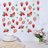 PVC Self Adhesive Fruit Decorative Stickers, Waterproof Decals, Rectangle, Strawberry, 292x197x0.3mm, Strawberry: 27~80x27~110mm, 3 sheets/set