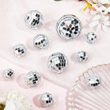 11Pcs 5 Style Plastic & Glass Disco Ball Cake Decorations, for Festive Party Decorations, Round, Silver, 21.5~50x21~49mm