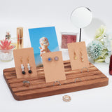 1Pc Wooden Card Display Base, with 100Pcs Cardboard Earring & Necklace Display Cards, Tan, Base: 275x170x16mm, Cards: 9x6cm