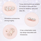 2Pcs Alloy Rhinestone Shoe Decorations, Detachable Shoe Buckle Clips, with Iron Findings, Flower, Rose Gold, 30.5x62x12mm