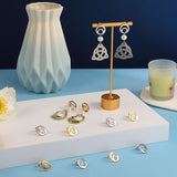 40Pcs 2 Colors 201 Stainless Steel Flat Round Stud Earring Findings, with 304 Stainless Steel Pin and Ear Nuts, Golden & Stainless Steel Color, 15mm, Hole: 1mm, Pin: 0.7mm, 20Pcs/color