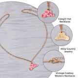 4Pcs 4 Style Hat & Shoes Enamel Pendant Necklaces Set with Cable Chains, Cowboy Theme Alloy Necklaces, Mixed Color, 16.46 inch(41.8cm), 1Pc/style