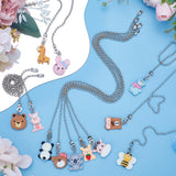 Resin Ceiling Fan Pull Chain Extenders, Animal Theme Pendant Decoration, with Iron Ball Chains, Bear/Koala/Bee, Mixed Color, 341~345mm, 12 style, 1pcs/style, 12pcs/set