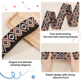 5 Yards Ethnic Style Embroidery Flat Polyester Elastic Rubber Cord/Band, Webbing Garment Sewing Accessories, Horse Eye Pattern, Camel, 50mm