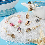 50Pcs Printed Natural Cowire Shell Pendants, Real 18K Gold Plated Copper Wire Wrapped Shell Charms, Mixed Color, 23.5~26.5x11.5~13.5x5.5~7mm, Hole: 3.4~4mm