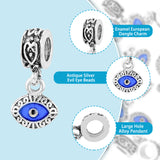 40Pcs Alloy Enamel European Dangle Charms, Evil Eye, Large Hole Pendants, Antique Silver, Blue, 23.5mm, Evil Eye: 13x11.5mm, Hole: 5mm