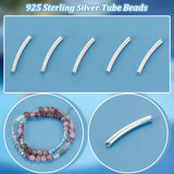 30Pcs 925 Sterling Silver Tube Beads, Curved Tube, Silver, 15x1.5mm, Hole: 0.9mm