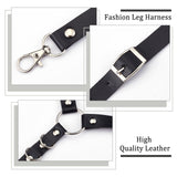 Imitation Leather Punk Garters, Adjustable Leg Ring Belt with Alloy Finding, Elastic Cord, Black, 425~510mm, Inner Diameter: 155mm