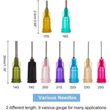 Plastic Glue Liquid Container, Bottle Dispenser, Mixed Color, Bottle Dispenser: 29~36x82~93mm, Bottle Stopper: 17.5x8mm, Plastic Fluid Precision Blunt Needle Dispense Tip: 24~30x7.5mm, Lumen: 0.26~1.5mm, External Dia: 0.52~2mm