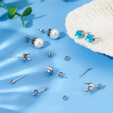 80Pcs 4 Style 304 Stainless Steel Stud Earring Settings, Prong Earring Settings, with 80Pcs Ear Nuts, Stainless Steel Color, 2~8mm, Pin: 0.8mm, Fit for 2~8mm Rhinestone