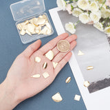48Pcs 6 Style Brass Charms, Triangle & Oval & Teardrop & Square & Fan & Flat Round, Real 24K Gold Plated, 12~19x7~20.5x0.5~2mm, Hole: 1~1.5mm, 8pcs/style