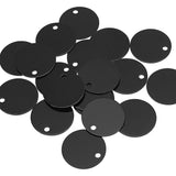 Aluminium Pendants, Pet Tag, Flat Round, Black, 25x1mm, Hole: 3mm, 30pcs/box