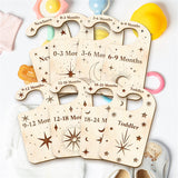 Wood Baby Closet Size Dividers, Baby Clothes Organizers, from Newborn to Toddler, Moon Pattern, 100x180x2.5mm, 10pcs/set