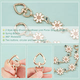 2Pcs 2 Style Alloy Enamel Sunflower Link Purse Strap Extenders, with Spring Gate Rings, Light Gold, 20.3~21.6cm, 1pc/style