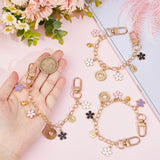 Alloy Enamel Pendant Decorative Purse Chains, with Swivel Clasps, Flower & Heart, Mixed Color, 20~20.5cm, 2 style, 2pcs/style, 4pcs/set