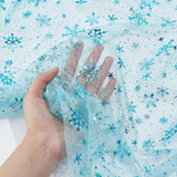 Polyester Snowflake Mesh Fabric, Garment Decoration for Child, Light Sky Blue, 300x150x0.01cm