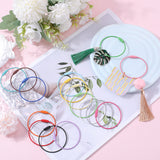 32Pcs 16 Colors Baking Paint Stainless Steel Cable Wire Keychain, with Screw Clasps, Mixed Color, 15.2x0.15cm, 2pcs/color