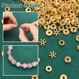 300Pcs 6 Styles Alloy Spacer Beads, Disc & Donut & Bicone, Mixed Shapes, Golden, 6~7mm, Hole: 1~2.5mm, 50pcs/style