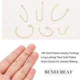 Brass Earring Hooks, with Horizontal Loop, Real 18K Gold Plated, 7.4x7.2x1.7cm, 60pcs/box