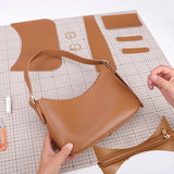 DIY Imitation Leather Women's Underarm Bag Kits, Including Fabric, Scissors, Thread, Needle, Zipper, Center Bar Roller Buckles, Sienna, Finished Product: 26x7x50cm