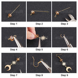 DIY Sun Moon Moth Drop Earring Making Kits, Including 201 Stainless Steel & Brass & Alloy Pendants & Link Connectors, Brass Earring Hooks, Glass & Synthetic Hematite Beads, Golden
