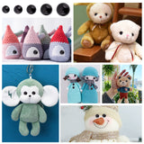 300Pcs 5 Styles Craft Plastic Doll Eyes, Stuffed Toy Eyes, Mushroom, Black, 10~17x9~10.5mm, Hole: 3~3.1mm