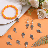 50Pcs Autumn Theme Tibetan Style Alloy Pendants, Ear of Wheat Charms, Antique Silver, 24.5x13x3mm, Hole: 1.8mm