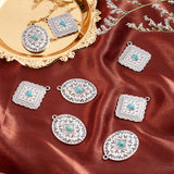8Pcs 2 Style Alloy Pendants, with Synthetic Turquoise, Cadmium Free & Nickel Free & Lead Free, Mixed Shape, Thailand Sterling Silver Plated, 31~31.5x23~28x4~4.5mm, Hole: 1.5~1.8mm, 4pcs/style