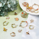 20Pcs 10 Style Alloy Enamel Pendants, with Rhinestone and ABS Imitation Pearl Plastic Beads, Mixed Shape, Light Gold, 14.5~35x11~33x2.5~6mm, Hole: 1.2~2mm, 2pcs/style