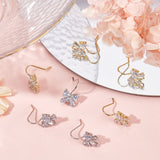 20Pcs 2 Colors Brass Micro Pave Clear Cubic Zirconia Earring Hooks, with Vertical Loops, Bowknot, Platinum & Golden, 19x11mm, Hole: 2.5mm, 21 Gauge, Pin: 0.7mm, 10Pcs/color