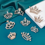 9Pcs 9 Styles Crystal Rhinestone Crown Brooches, Exquisite Alloy Rhinestone Lapel Pins for Shirts Dresses, Light Gold, 24~36x34~52x9~14mm, 1pc/style