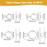 40 Sets 4 Style 304 Stainless Steel Toggle Clasps, Stainless Steel Color, 16~27.5x12~19.5x2mm, Hole: 3~5.5mm, 10 sets/style