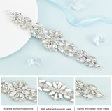 1Pc Shiny Flower Crystal Rhinestone Trim, Flexible Sewing Crafts Bridal Costume Embellishment, for DIY Shoes, Belt, Bag, Hat, Hairband, Platinum, 182x20~38x7.5mm