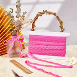 Polyester Elastic Cords with Single Edge Trimming, Flat, with Cardboard Display Card, Deep Pink, 13mm