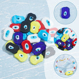 24Pcs 6 Colors Handmade Evil Eye Lampwork Beads, Oval, Mixed Color, 18x25x5mm, Hole: 1.6mm, 4pcs/color