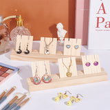 Wood Earring Card Organizer Display Stands, with 5Pcs Earring Display Cards, Rectangle, BurlyWood, 22x5.5x6.05cm