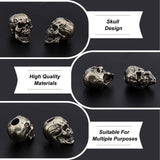 Brass European Beads, Large Hole Beads, Skull, Antique Silver, 19x13x17mm, Hole: 5.5mm, 2pc/box