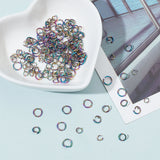 200Pcs 4 Styles Rainbow Color Stainless Steel Open Jump Rings, 3.5~6x0.6~0.8mm, 50pcs/style