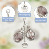 Flat Round & Heart & Oval Alloy Pendant Decorations, with Transparent Glass Cabochon and Glass Pearl Beads, for Wedding Photo Bouquet Decorations, Antique Silver & Platinum, 132mm, 2pcs/set